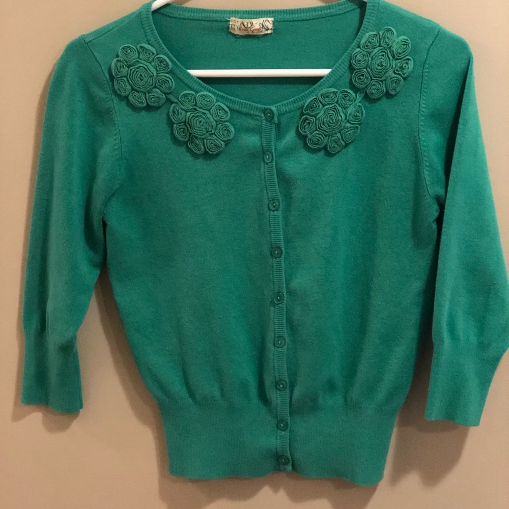 Green flower cardigan